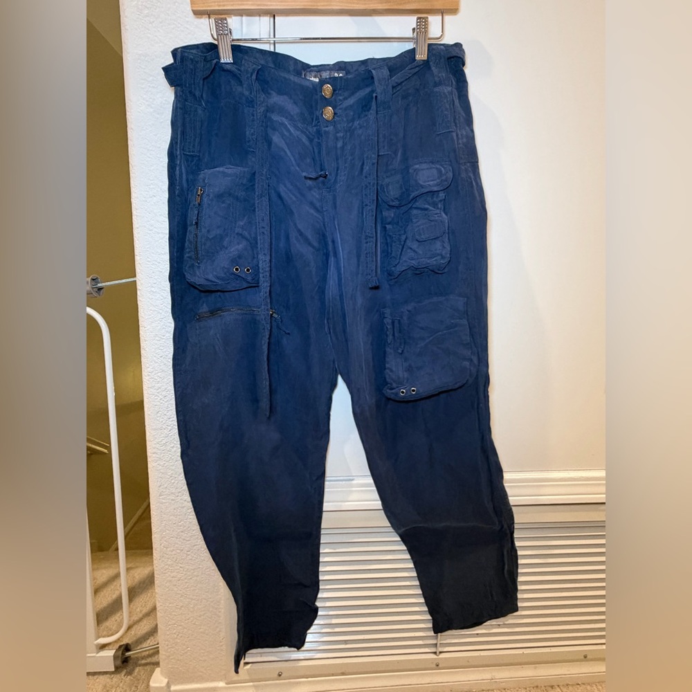 Johnny Was Hailey Cargo Pants in Blue Size 6 - Picture 4 of 10